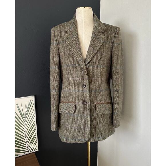 HARRIS TWEED Women Blazer Hand Woven Pure Wool Quite Luxury Preppy Academia - Picture 1 of 16